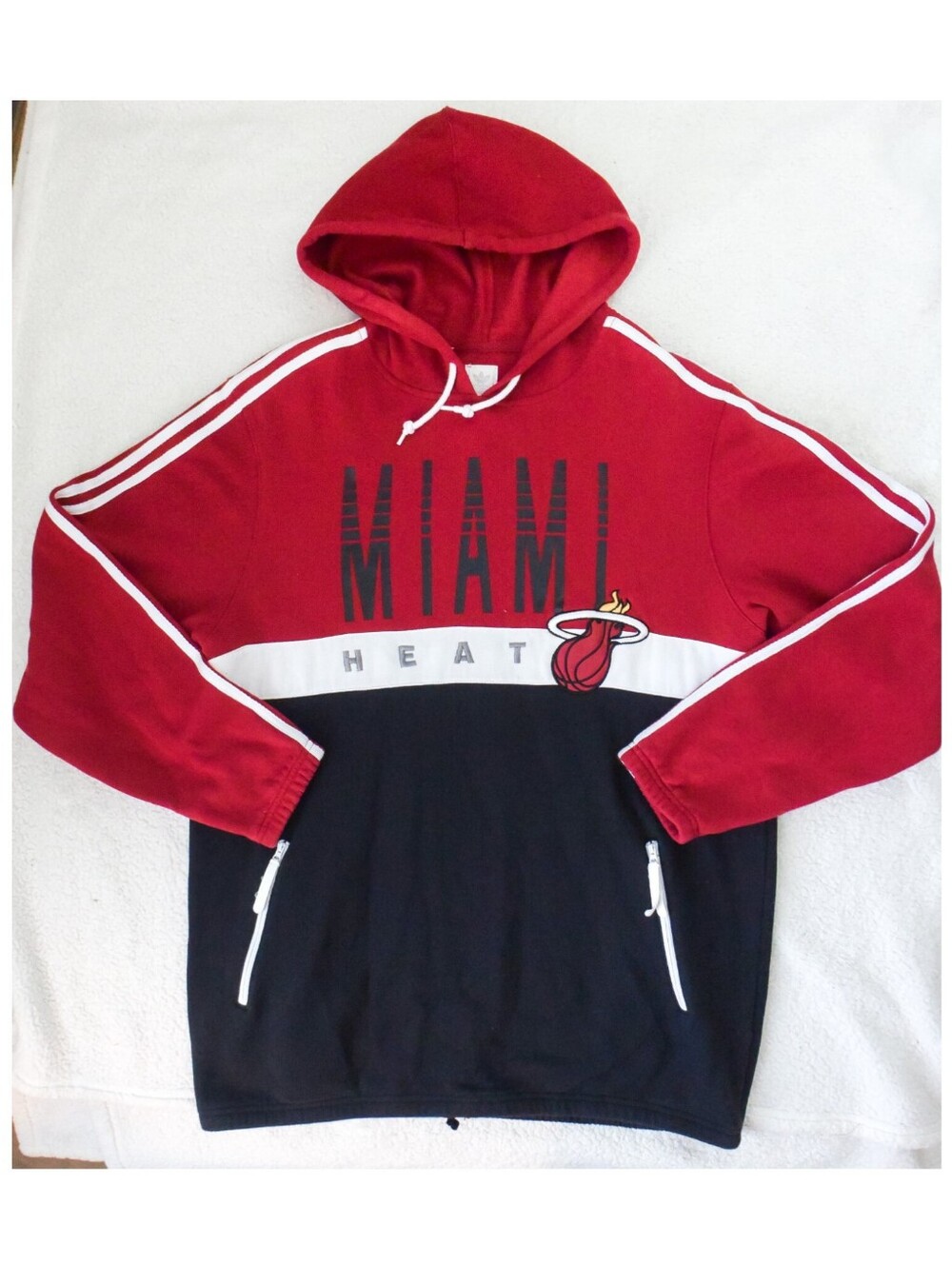 *NBA* Adidas - Miami Heat Colorblock Hoodie Sweatshirt Pullover - Large